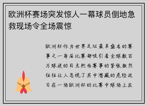 欧洲杯赛场突发惊人一幕球员倒地急救现场令全场震惊